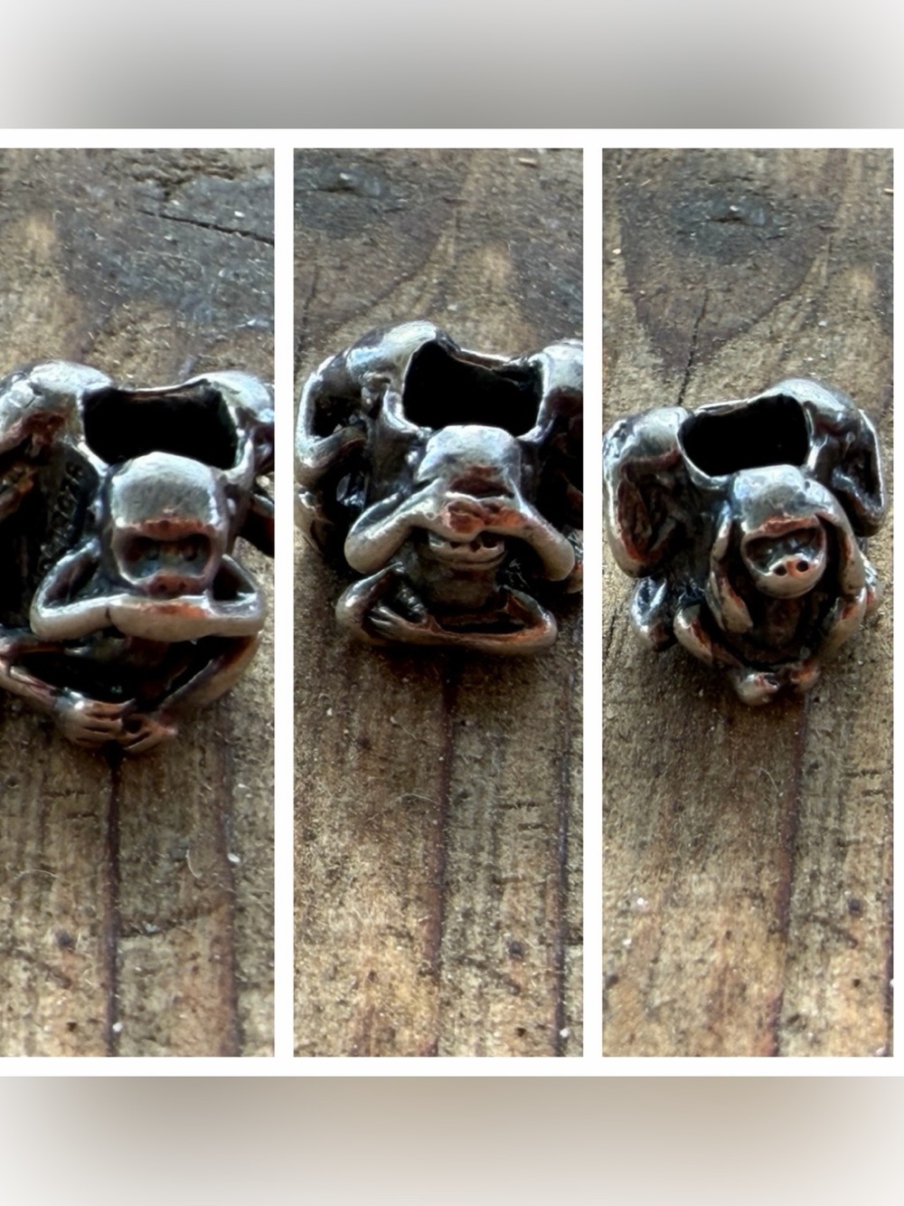 Trollbeads 3 monkey charm LAA 925 retired